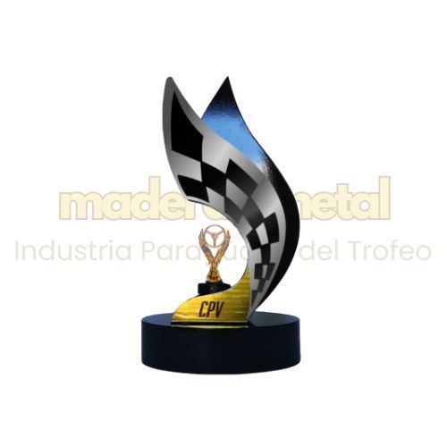 Imagen de Trofeo de Fibra de madera, laminado en acero inox. - M1.5702 
